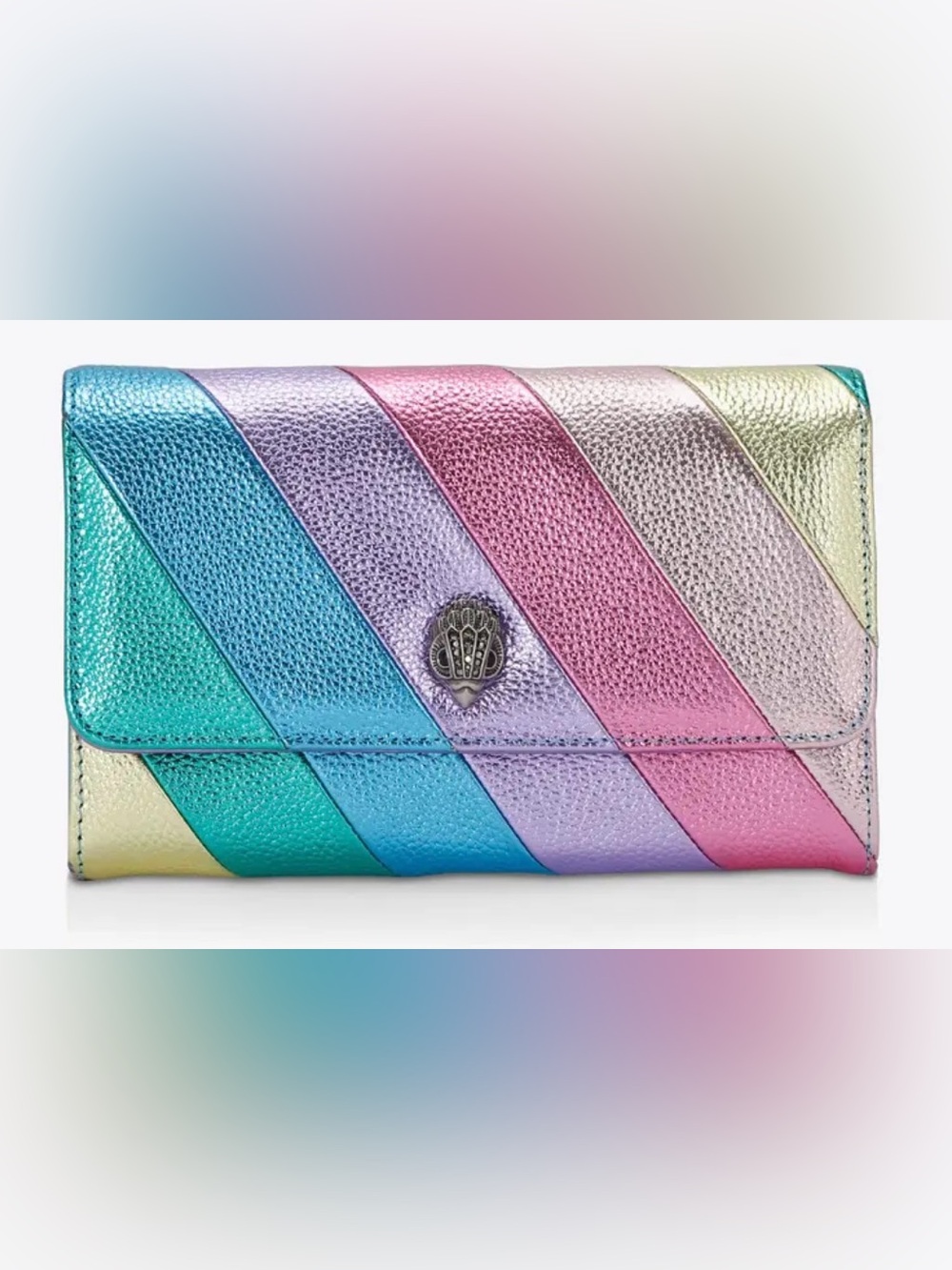 Metallic Pastel Striped Women's Clutch - Rainbow